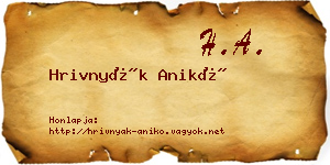 Hrivnyák Anikó névjegykártya